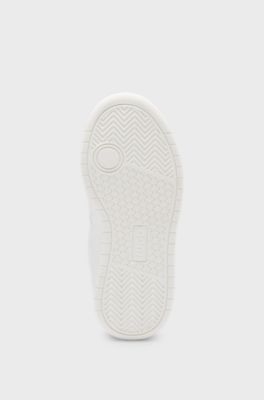 Kids' faux-leather trainers with logo details, White