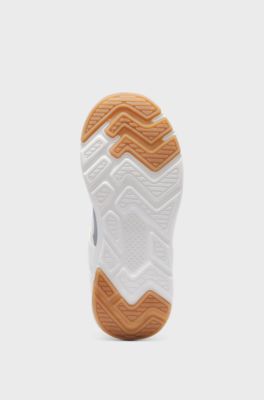 Kids' logo trainers in mesh and faux leather, White