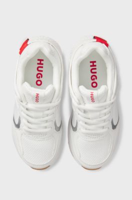Sneakers f&uuml;r Kids aus Mesh und Kunstleder mit Logo-Details, Wei&szlig;