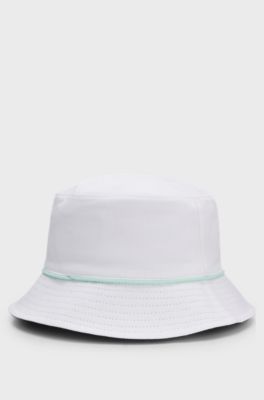 Cappello da pescatore reversibile in twill di cotone per bambini, Bianco