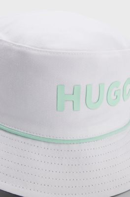Kids' reversible bucket hat in cotton twill, White