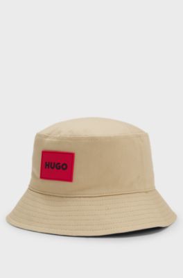 Kids' reversible bucket hat in cotton twill, Beige