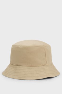 Kids' reversible bucket hat in cotton twill, Beige