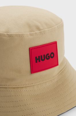 Kids' reversible bucket hat in cotton twill, Beige