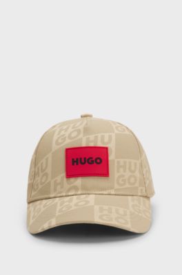 Kids' cap in cotton twill with stacked logos, Beige
