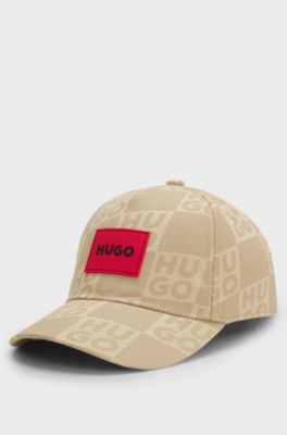 Kids' cap in cotton twill with stacked logos, Beige