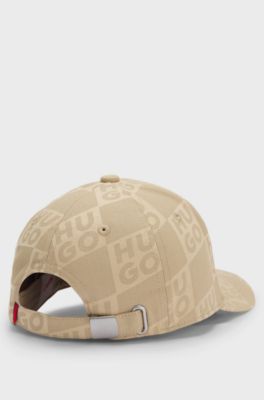 Kids' cap in cotton twill with stacked logos, Beige
