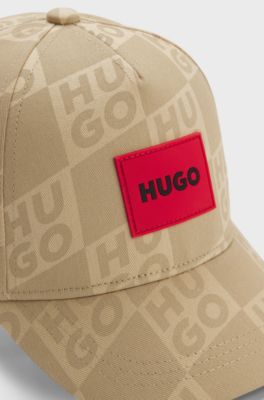 Kids' cap in cotton twill with stacked logos, Beige