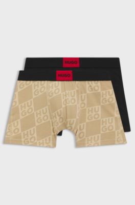 Set van twee boxershorts voor kinderen van stretchkatoen, Zwart