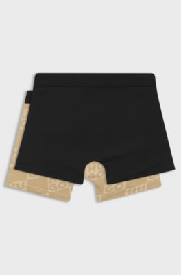 Set van twee boxershorts voor kinderen van stretchkatoen, Zwart