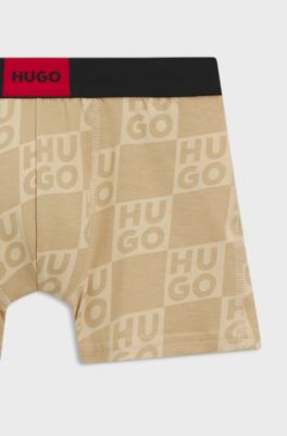 Paquete de dos calzoncillos b&oacute;xer para ni&ntilde;os de algod&oacute;n el&aacute;stico, Negro