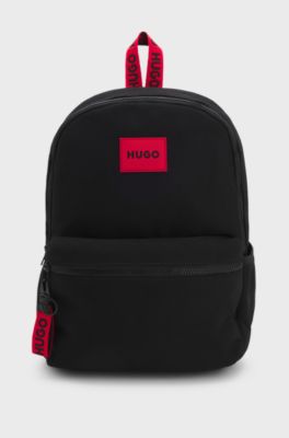 Kids' backpack in water-repellent cotton twill, Black