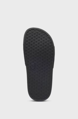 Sandali slider Bambini con etichetta con logo rossa, Nero