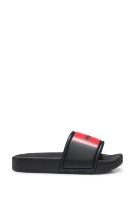 Kids' slides with red logo label, Black