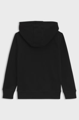 Felpa con cappuccio con zip in misto cotone per bambini, Nero