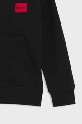 Felpa con cappuccio con zip in misto cotone per bambini, Nero