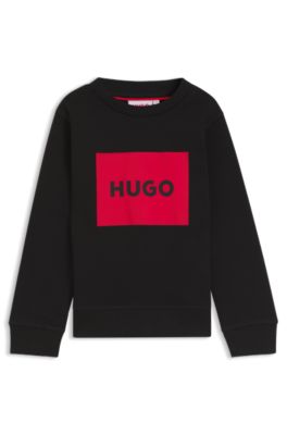 Kids' fleece sweatshirt with logo print, Black