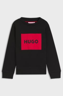 Kids' fleece sweatshirt with logo print, Black