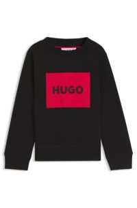 Kids' fleece sweatshirt with logo print, Black