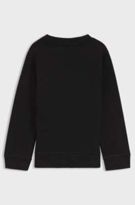 Kids' fleece sweatshirt with logo print, Black
