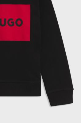 Kids' fleece sweatshirt with logo print, Black