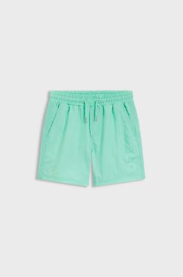 Kids' swim shorts with contrast logo print, Green