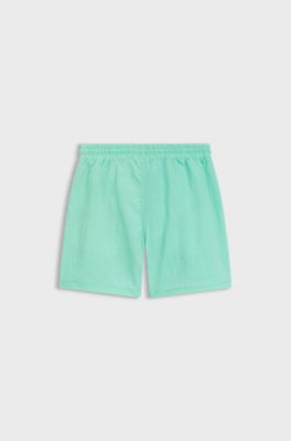 Kids' swim shorts with contrast logo print, Green