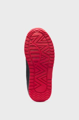 Sneakers bambini in similpelle e mesh, Nero