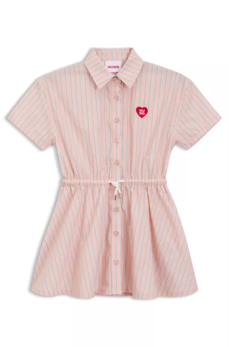 Robe-chemise enfant en popeline de coton à rayures