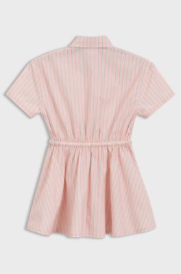 Kids' shirt dress in striped cotton poplin, light pink
