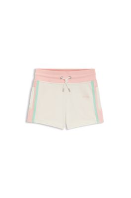 Kids' fleece shorts with contrast trims, White