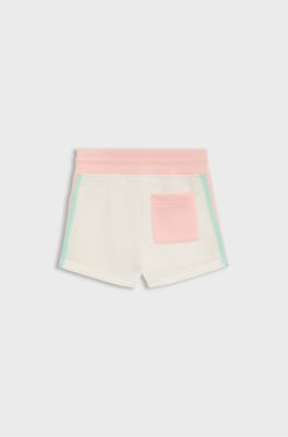 Kids' fleece shorts with contrast trims, Natural