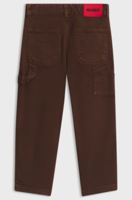 Kids' loose-fit trousers, Dark Brown