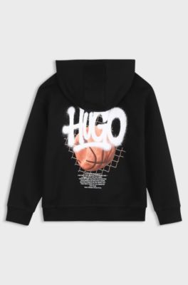 Sweat &agrave; capuche pour enfant, avec imprim&eacute; graphique, Noir