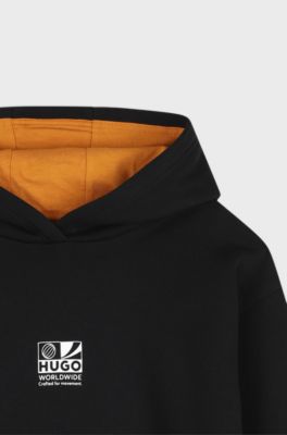 Sweat &agrave; capuche pour enfant, avec imprim&eacute; graphique, Noir