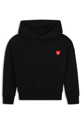 Kids' logo-badge hoodie, Black
