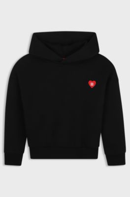 Kinderhoodie met logopatch, Zwart