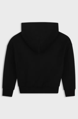 Kids' logo-badge hoodie, Black