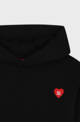 Kids' logo-badge hoodie, Black