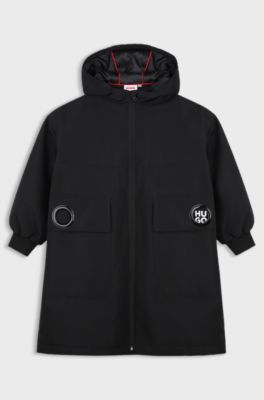 Parka per bambini con cappuccio, Nero