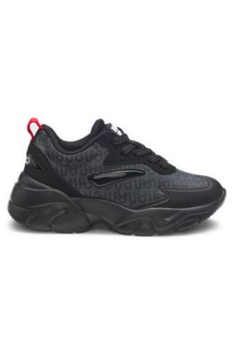Kids' monogram-print trainers, Black