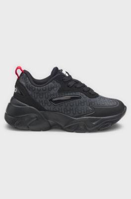 Kids' monogram-print trainers, Black