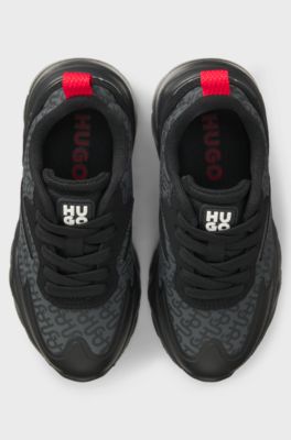 Kids' monogram-print trainers, Black