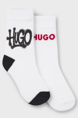 Kids' 2-pack regular-length socks, White