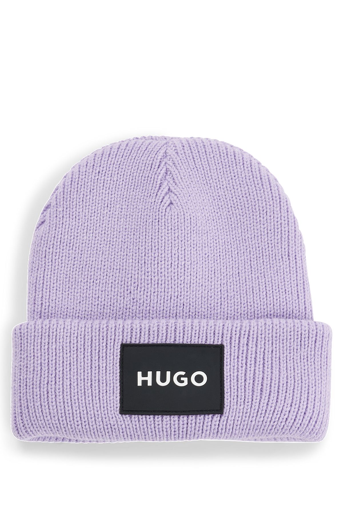 Kids' beanie hat with rubberised logo label, Light Purple