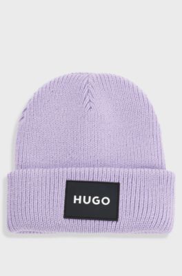 Kids' beanie hat with rubberised logo label, Light Purple