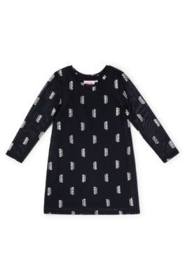 Robe deux-en-un pour enfant avec logos imprim&eacute;s en transfert, Noir