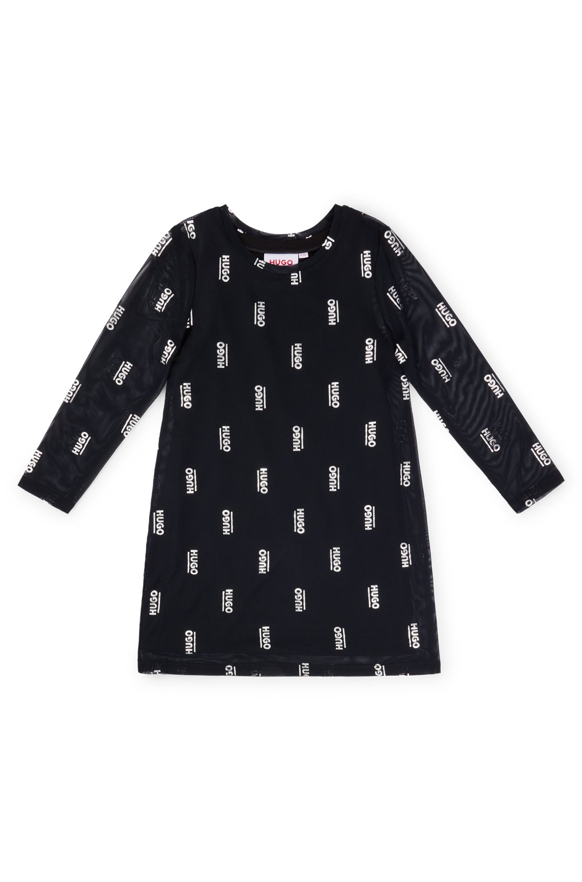 Kids' two-in-one dress with foil-printed logos, Black