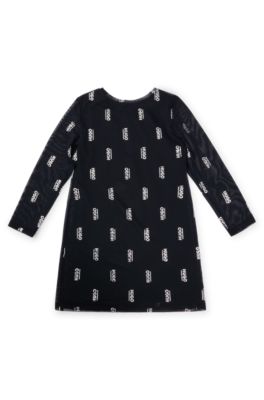 Robe deux-en-un pour enfant avec logos imprim&eacute;s en transfert, Noir