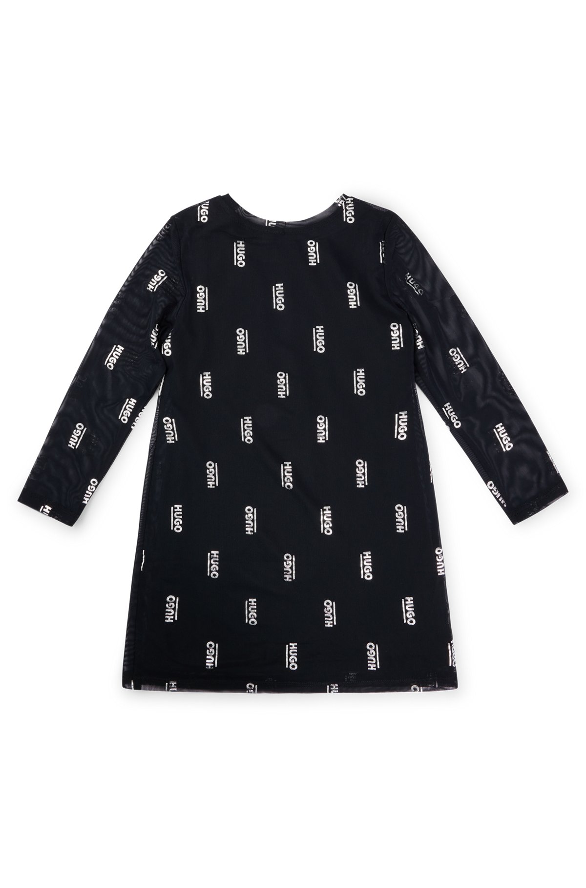 Kids' two-in-one dress with foil-printed logos, Black